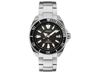 Mens Prospex Auto Diver Black & Silver Stainless Steel Watch Black Dial