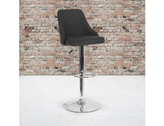 Contemporary Adjustable Height Barstool in Black Fabric - Kitchen Furniture