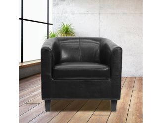 Black LeatherSoft Lounge Chair with Sloping Arms - Reception and Guest Seating