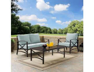 Kaplan 3Pc Outdoor Loveseat Patio Furniture Set
