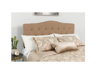 Arched Button Tufted Upholstered Full Size Headboard in Camel Fabric