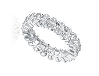 CZ Rhodium Sparkling Classic Ring Size 7