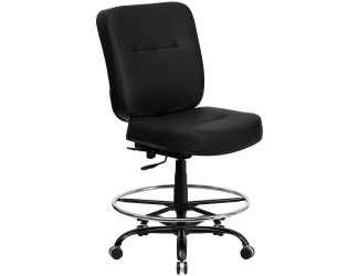 Big & Tall 400 lb. Rated Black LeatherSoft Ergonomic Drafting Chair
