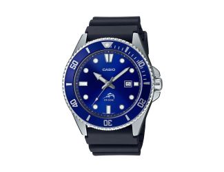 Mens Diver Inspired Black Resin Watch Blue Dial