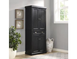 Seaside Kitchen Pantry In Distressed Black Finish