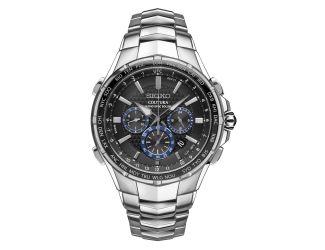 Mens Coutura Solar Radiowave Chronograph Silver Case Black Dial