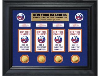 New York Islanders 4-Time Stanley Cup Champions Deluxe Gold Coin & Banner Collection