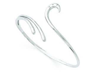 Sterling Silver Swirl Diamond Bangle Bracelet