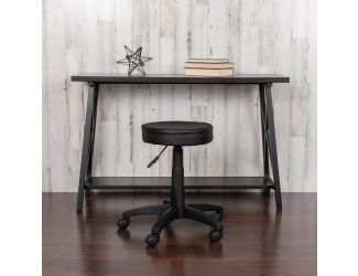 Black Adjustable Doctors Stool on Wheels with Ergonomic Molded Seat