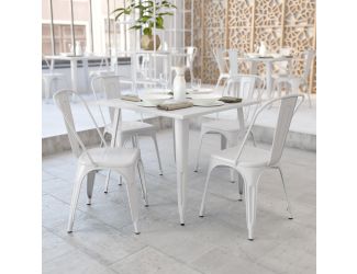 35.5" Square White Metal Indoor-Outdoor Table - Industrial Table