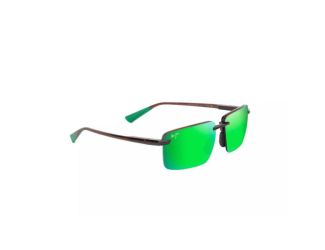 Laulima Asian Fit Polarized Sunglasses Shiny Brown Frame MAUIGreen Lens