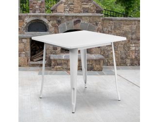 31.5" Square White Metal Indoor-Outdoor Table - Hospitality Furniture