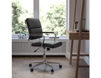 Mid-Back Black LeatherSoft Contemporary Panel Executive Swivel Office Chair
