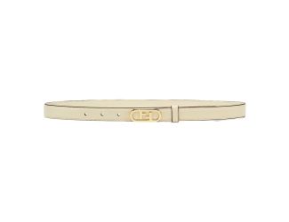 Fendi O'Lock Ivory Leather Skinny Belt Size 90