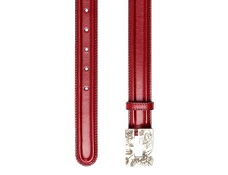 Gucci Memorable Floral Engraved G Buckle Leather Belt Burgundy 80/32