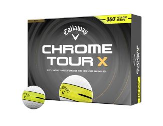 Callaway Chrome Tour X 360 Stripe 26 Yellow Golf Balls are built for tour level performance with maximum speed, control, and workability. A Tour Fast mantle and optimized core and layer system increase ball speed and distance, while the aerodynamic patter