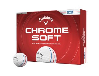 Callaway Chrome Soft Triple Track 26 White Golf Balls deliver tour performance with enhanced alignment. A Tour Fast mantle and optimized core and layer system promote faster ball speeds and longer distance, while the aerodynamic pattern supports consisten