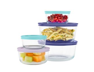 Durable high-quality tempered glass. Easily nest and stack with other Pyrex storage. Snug-fitting lids for taking food on the go. Glass containers resist stains and won't absorb food odors or flavors. Containers are dishwasher freezer and microwave safe. 