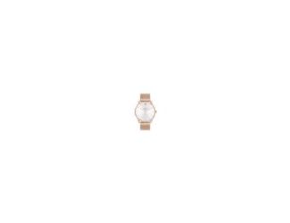 With clean lines and a modern minimalist sensibility, the Elliot is a true design classic ready for workdays and weekends. Finished with a chalk leather strap, this stainless steel and rose gold tone round watch features a white sunray dial detailed with 