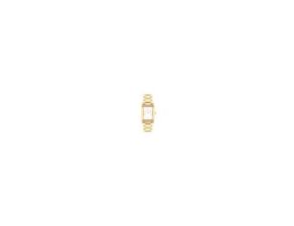 A distinctive stately design, the minimalist Reese watch is an elevated choice for everyday. White Dial, Gold Plated Bracelet Strap with Crystals, 24x35mm case