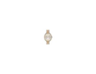 Coach Kitt Ladies. 34mm Gold Plated & Stainless Steel Case. Gold Plated & Stainless Steel  Bracelet with push button deployment clasp. Silver White Dial with Diamond Dust  Markers. Mineral crystal. Quartz movement. Water Resistant to 99 feet.