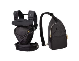 Carrier converts to grow with your baby and offers comfortable support. 4 Ways to carry: Facing-in folded Facing-in Expanded Facing-out folded Back carry. Diaper bag - 2 external pockets 1 internal bottle pocket. Crossbody diaper bag attaches to carrier o