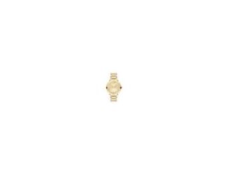 BOLD Evolution 2.0 watches embody the evolution of modern design and elevated feel. Pale gold-tone stainless steel H-link bracelet bezel and case. Gold-tone micro-textured dial with an inner circle made of baguette crystals. Features two gold-tone hands a