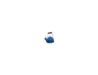 Lightweight carbon steel quickly brings water to a boil. Porcelain enamel is non-reactive and nonporous. Resists stains rust scratches and flavor absorption. Fixed single-tone whistle alerts when water reaches a rolling boil. Whistle spout flips opens for