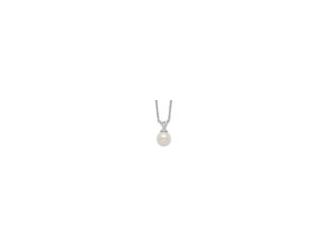 A dainty accent for your neck. This sterling silver freshwater pearl solitaire necklace is the perfect addition to any classy outfit. The 7-7.5mm pearl is strung on a 17" rhodium-plated cable chain and secures with a spring ring.