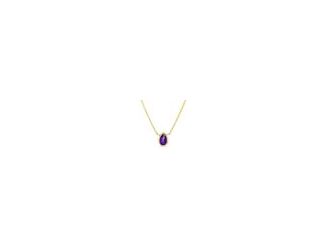 Celebrate meaningful color with this 14K Yellow Gold Pear Amethyst Birthstone Necklace, featuring a vibrant pear-shaped amethyst totaling 0.50. Set in warm, polished 14K yellow gold, the pendant offers a soft pop of purple that feels both timeless and mod
