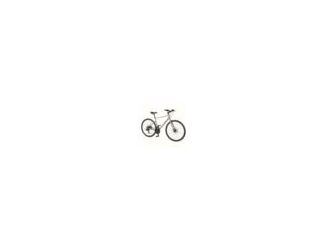 Aluminum frame and mechanical disc brakes. 21-Speed drivetrain for inclines or flats. Shimano Revoshift shifters on handlebars. Hybrid 700 x 35C all-season tires. Semi-integrated headset and threadless fork. Tapered headtube and threadless steering system