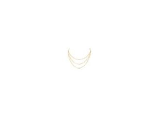 Ladies triple strand Paperclip Chain and diamond necklace in 18k Yellow Gold. Ct Weight: 0.08. Signed with the signature Roberto Coin Ruby.Top Chain is approximately 16"Middle Chain is approximately  10"Bottom Chain is approximately 8"