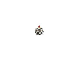 The Violet Check Squashed Pot more than pulls its weight because this chubby silhouette holds an impressive 20 ounces. Its heavy-gauge steel underbody is color-glazed, hand-painted with purple checks, rimmed in bronzed stainless steel, and topped with an 