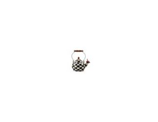Bubbling over with MacKenzie-Childs style, our Violet Check Whistling Tea Kettle will tell you when it's time for tea. The heavy-gauge steel underbody is glazed with hand-painted purple checks and topped with an elegant clear glass knob.  Heavy-gauge stee