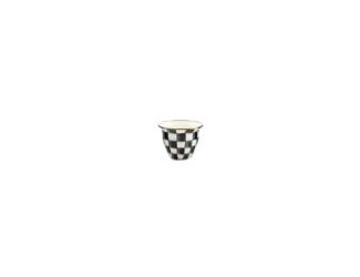Add flair to your flowers with the Violet Check Large Flower Pot. Featuring rich purple checks hand-painted on a steel underbody and rimmed in bronzed stainless steel, it's an inspired choice for your prized primroses, pansies or petunias.  Heavy-gauge, h