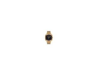 Fremont 40 was designed to turn heads and keep base with elevated style. Gold-tone stainless steel 3-link bracelet bezel and case. Black squircle dial with hour markers Arabic numerals and three hands. Hardened mineral crystal supports enhanced scratch re