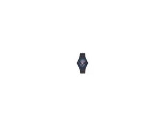 Black resin band with stainless steel case. Black dial with hour markers and two hands and two digital subdial displays. World time - 31 time zones. Daylight saving on/off and Home City/World time city swapping. 1/100-Second stopwatch. Countdown timer up 