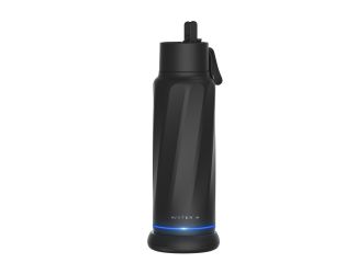 The WaterH Vita is a smart water bottle that helps you stay hydrated with personalized reminders via your phone, watch, or the LED light ring at the base, and it syncs seamlessly with the WaterH app to track your intake in real time. It also features a bu