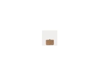This crossbody convertible clutch features a beautifully woven wicker body paired with refined Vachetta leather trim, blending natural texture with elevated craftsmanship. Its vintage-inspired ball-and-pin closure adds a charming focal point, while the re