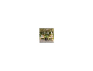 This outdoor chat set has been uniquely paired for your convenience. With two cushioned wooden chairs, this set is both unique and comfortable. With water resistant fabric, the cushions are not only comfortable, but also good for long-term use. The table 