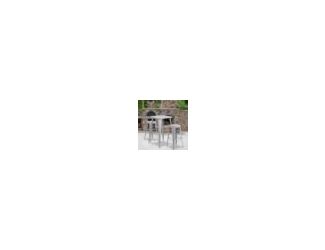 Bring a trendy look to your home with this three-piece bar table set. The set includes a square table with 23.75-inch top and rounded corners and two backless barstools, all pieces are suitable to be used outdoors making this a versatile table purchase. T