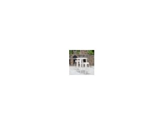 Complete your dining room, restaurant or patio with this chic bar table and chair set. This colorful set will add a retro-modern look to your home or eatery. Table features a smooth top and protective rubber floor glides. The stackable barstools feature p