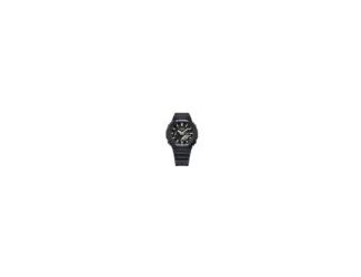 Black bio-based resin band and Carbon Core guard structure case. Black dial with Neobrite. Red and white accents at hour marks. Double LED light face and digital display with illumination duration. World time - 31 time zones. 1/100 Second stopwatch. Count