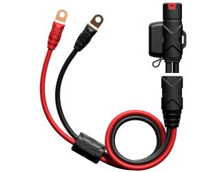 NOCO Boost heavy-duty eyelet cable with X-Connect adapter for automotive and powersport applications. The eyelets were engineered to efficiently transfer maximum current flow with minimal power loss, and the silicone insulation is suited for both heat sta
