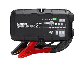 Introducing the all-new GENIUSPRO25, a 6-volt,12-volt, and 24-volt fully-automatic professional smart charger, maintainer, power supply, and battery-desulfator with temperature compensation rated at 25-amps for all types of automotive, marine, and deep-cy