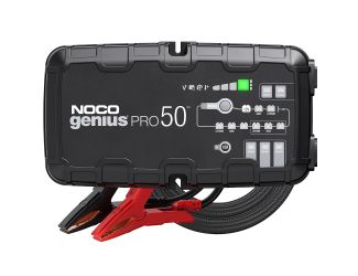Introducing the all-new GENIUSPRO50, a 6-volt,12-volt, and 24-volt fully-automatic professional smart charger, maintainer, power supply, and battery-desulfator with temperature compensation rated at 50-amps for all types of automotive, marine, and deep-cy