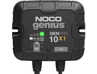 Meet the all-new GENPRO10X1. Similar to our GEN1, only better. It's 41% smaller and delivers 33% more power. It's one of the best performing onboard marine battery chargers we have ever made. A one-bank onboard battery charger rated at 10-amps (10-amps pe