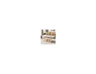 A white faux marble veneer top and gold metal legs add a luxurious touch to this coffee table, enhancing your living space's warmth. 2-Tier Coffee Table - The spacious top and lower shelf keep your living room tidy. It's ideal for maintaining a clean, rel