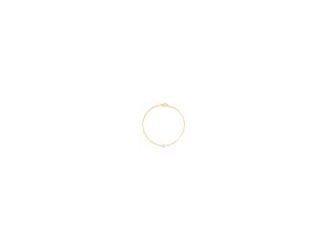 A 5mm solitaire white topaz is prong-set on a delicate 14k yellow gold vermeil chain (2.5 microns thick 14k yellow gold on top of a sterling silver base), making this bracelet a needed addition to any wrist. 7.5" long