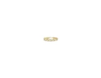 Make a striking statement with this 7" yellow gold plated sterling silver Cuban link bracelet, where bold design meets refined brilliance. Alternating polished and diamond-accented links shimmer with .15twt round-cut diamonds, offering a perfect balance o